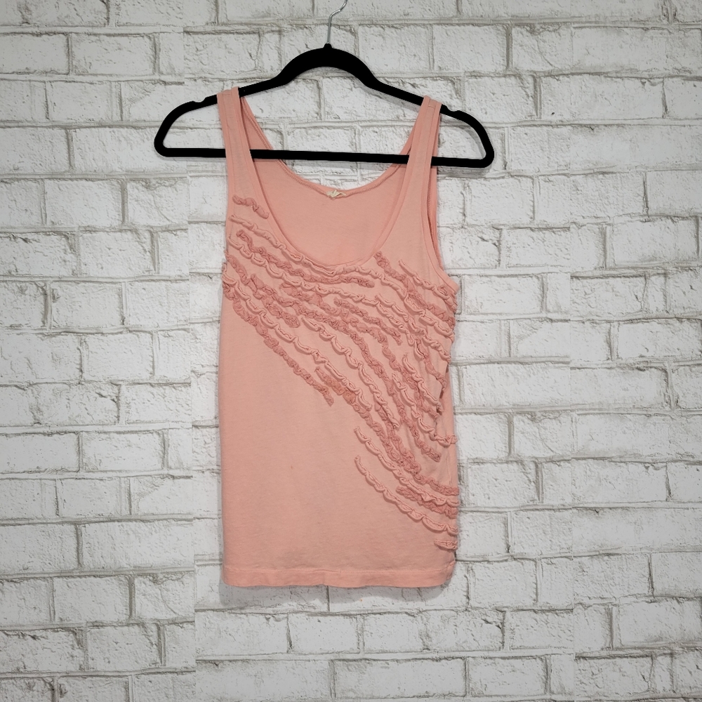 J Crew pink ruffle design tank